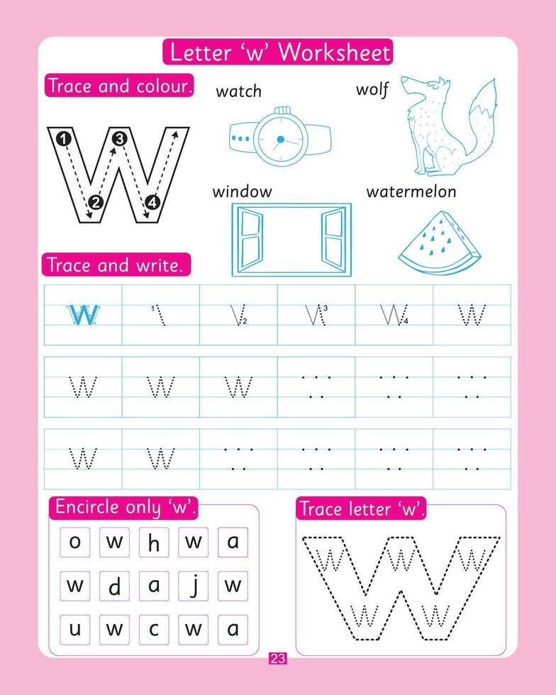 Letter w Worksheet vector