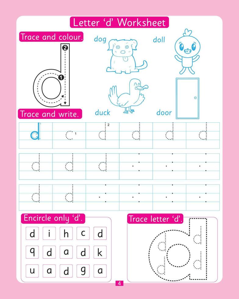 Letter d Worksheet vector