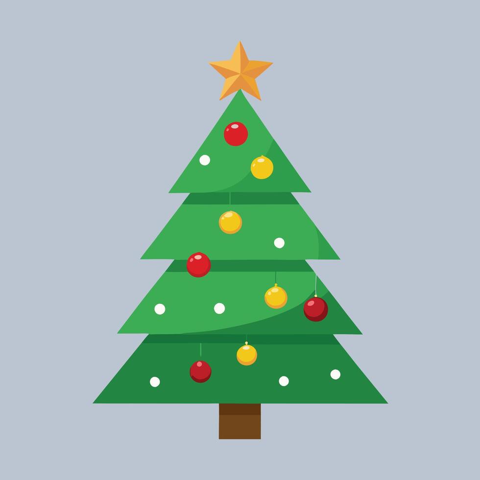 christmas tree flat design vector