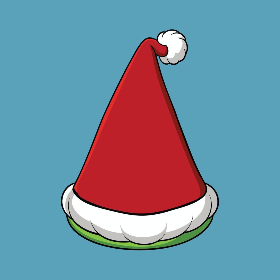 a cartoon santa hat on a blue background vector
