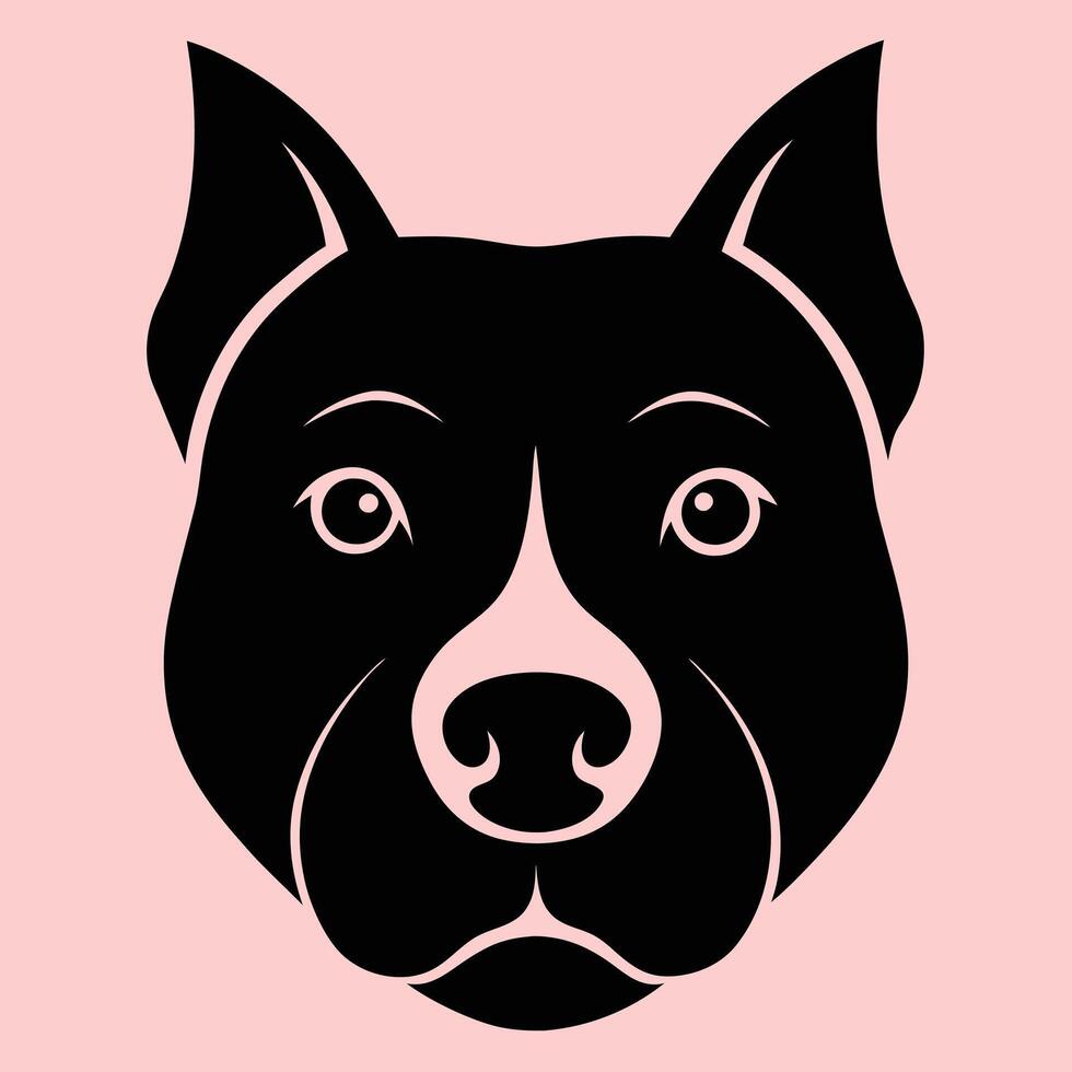 american staffordshire terrier dog head black silhouette , Simple silhouette Design, icon with white background. vector