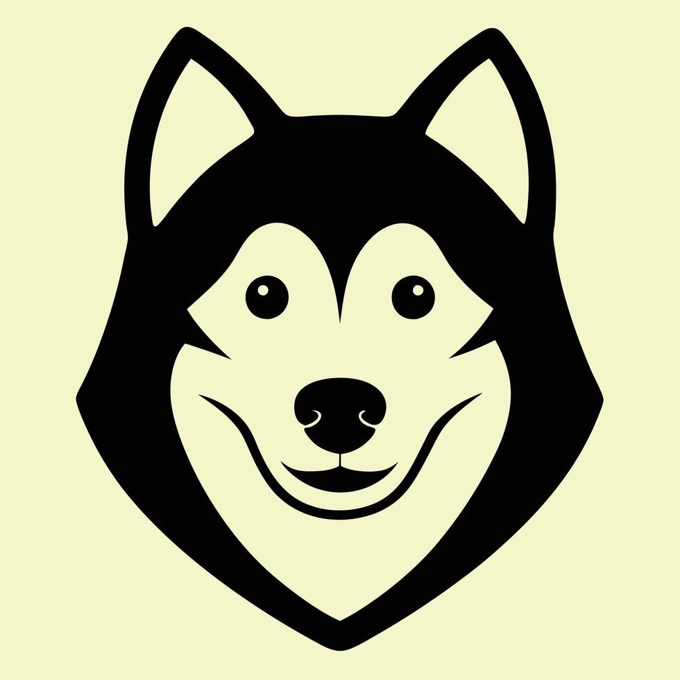 alaskan malamute dog head black silhouette , Simple silhouette Design, icon with white background. vector
