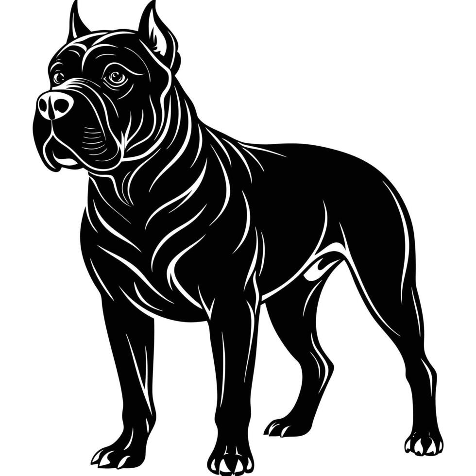 cane corso dog black silhouette Design, Icon with white background. Dog silhouette vector