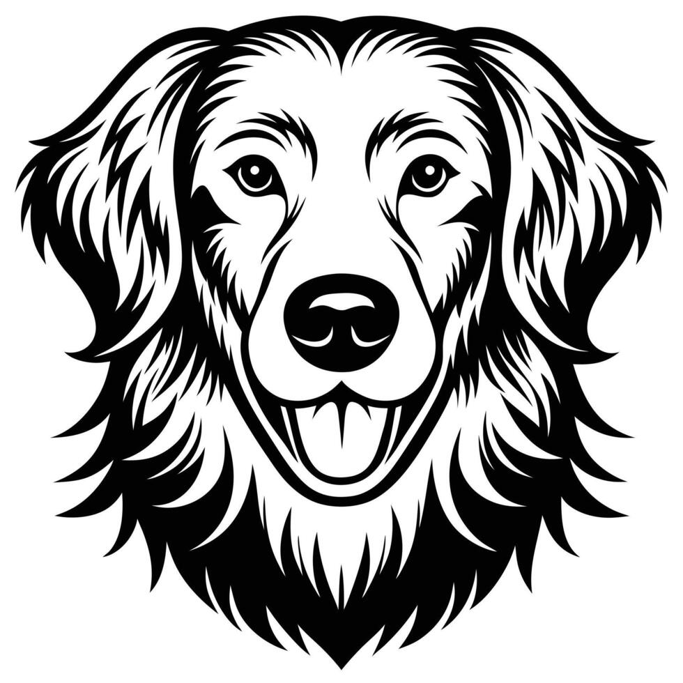 golden retriever dog head black silhouette Design, Icon with white background. vector