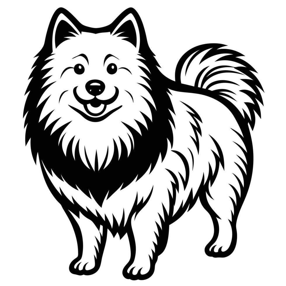 samoyed black silhouette Design, Icon with white background. vector