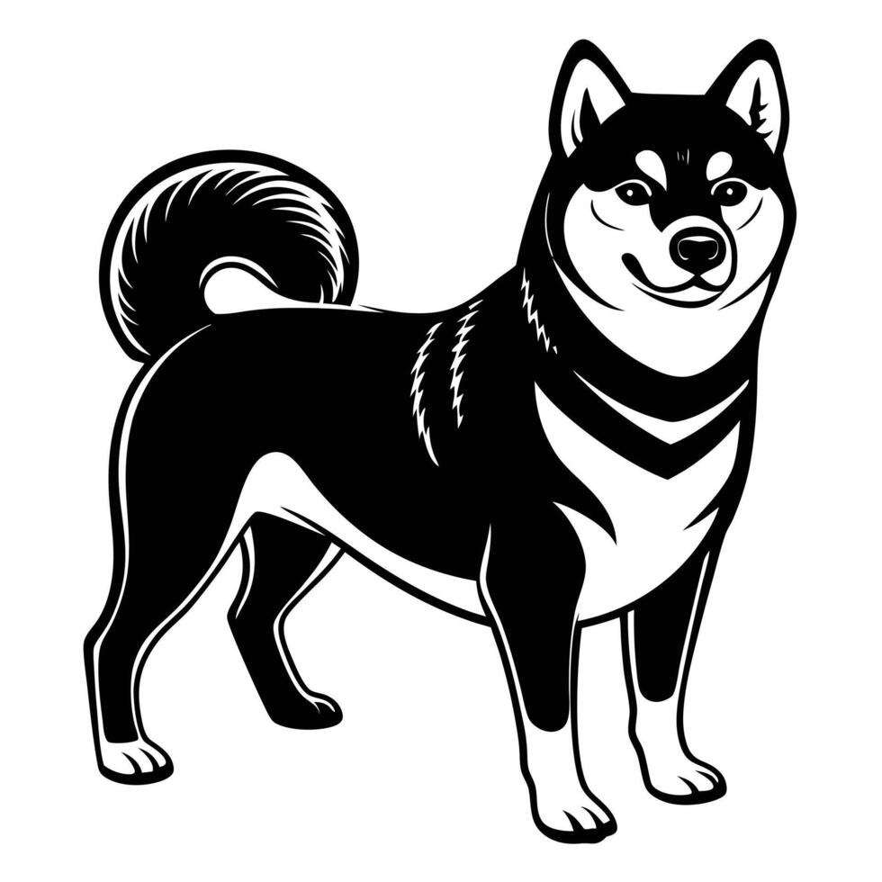 shiba inu black silhouette Design, Icon with white background. Dog silhouette vector