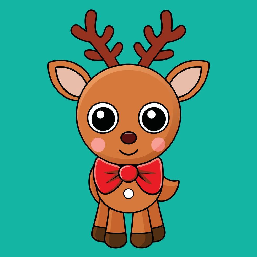 a cartoon reindeer with a bow tie on its head vector