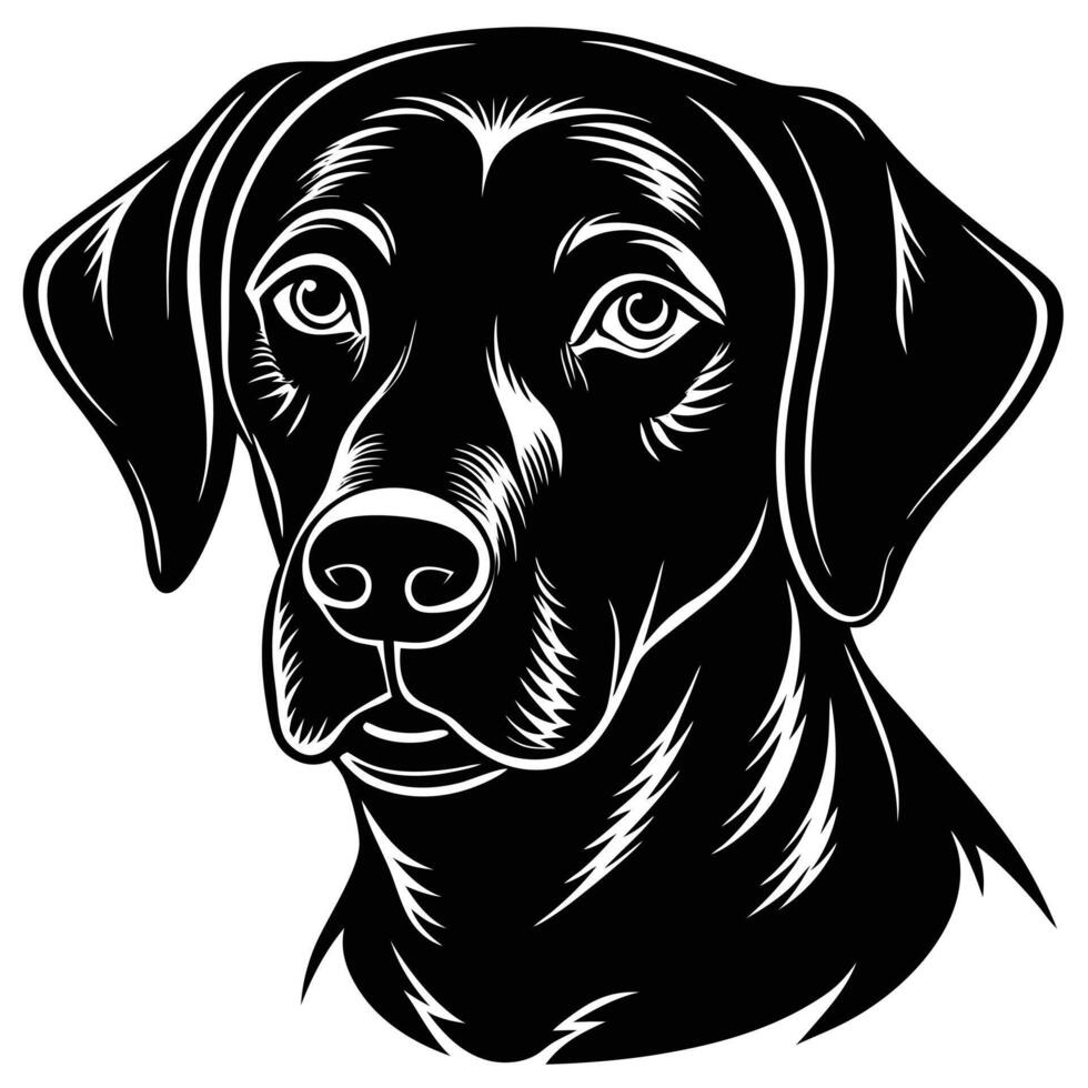 labrador retriever dog head black silhouette Design, Icon with white background. vector