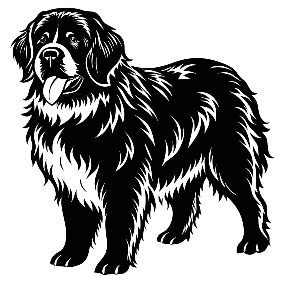 newfoundland black silhouette Design, Icon with white background. Dog silhouette vector