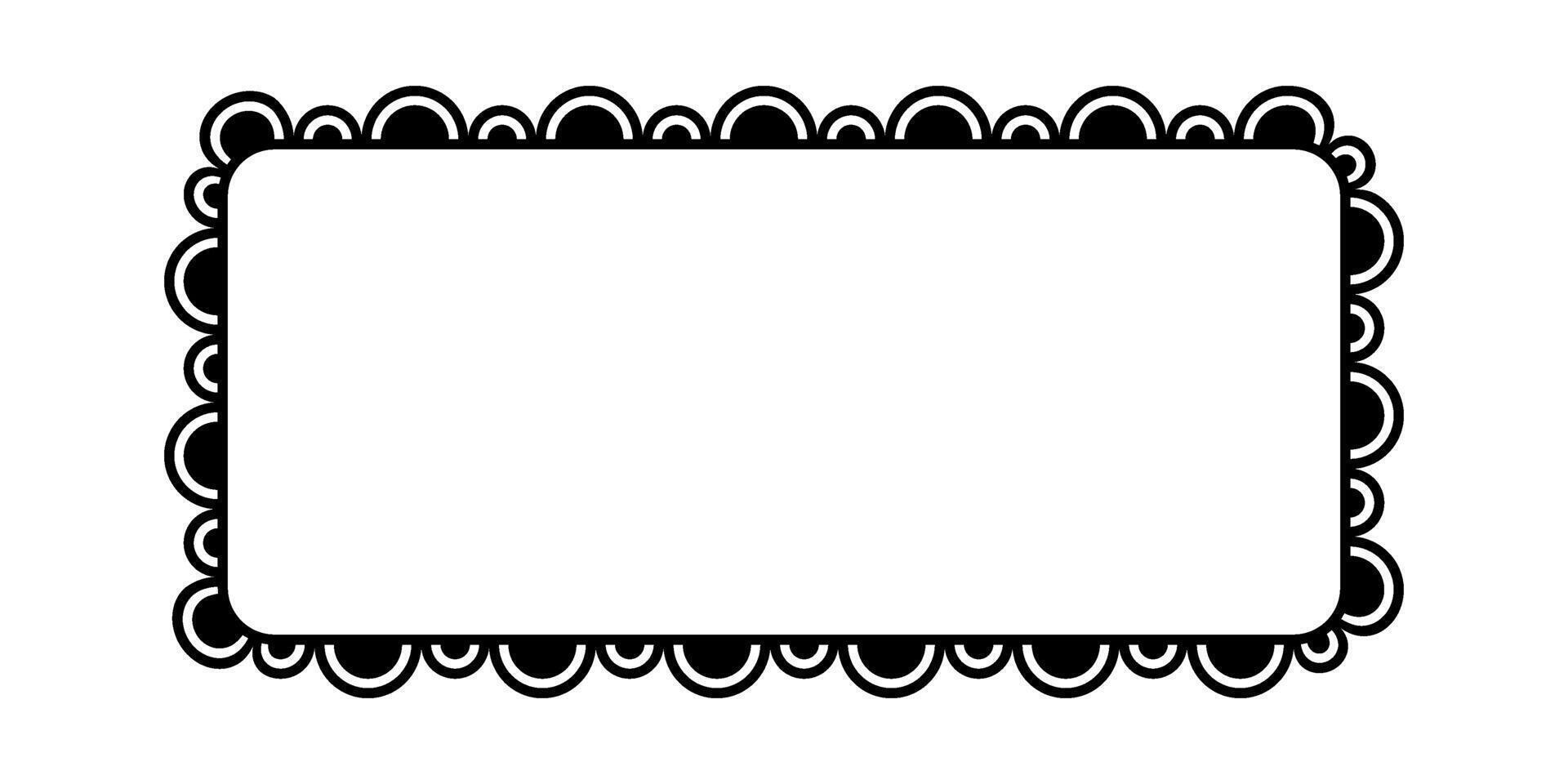 Scalloped edge square frame. Rectangle scalloped border. Fabric lace pattern frame. Repeat cute vintage frill ornament. Texture ribbon. illustration isolated on white background vector