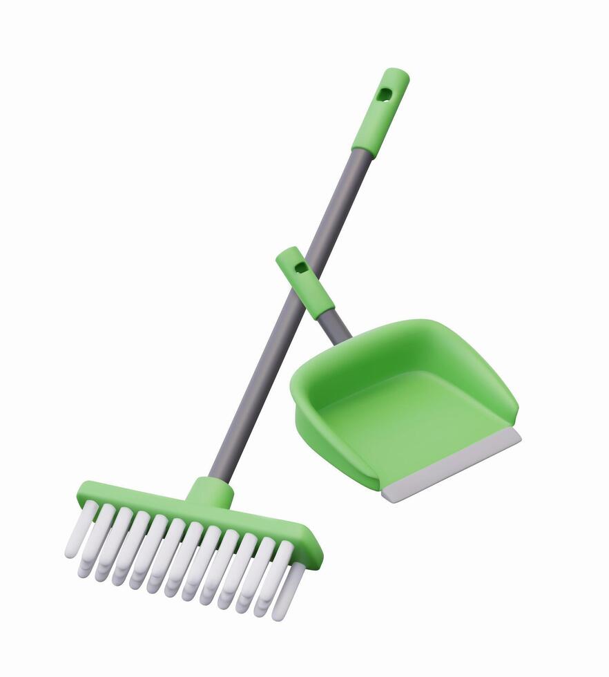 Sweeping brush and scoop in crossed position. Cleaning concept vector
