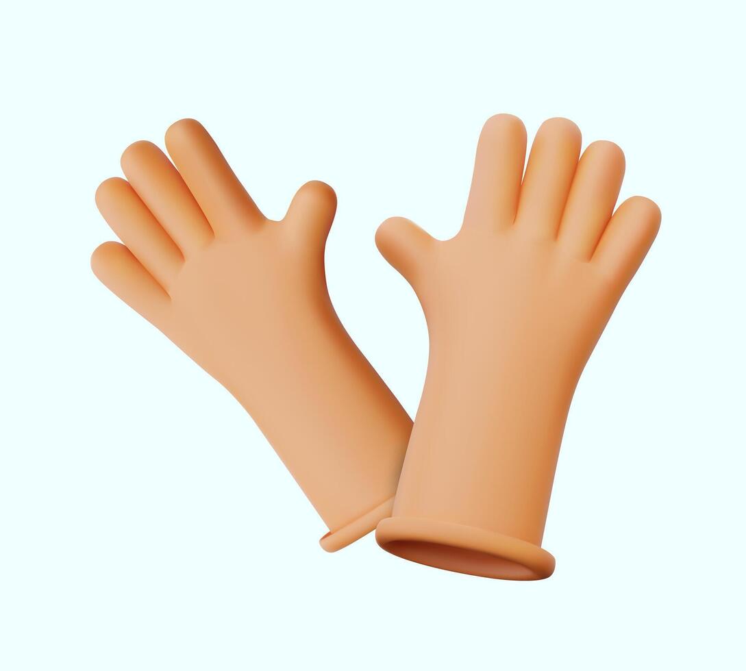 Pair of rubber gloves in realistic style. Modern accessories for protecting hands vector