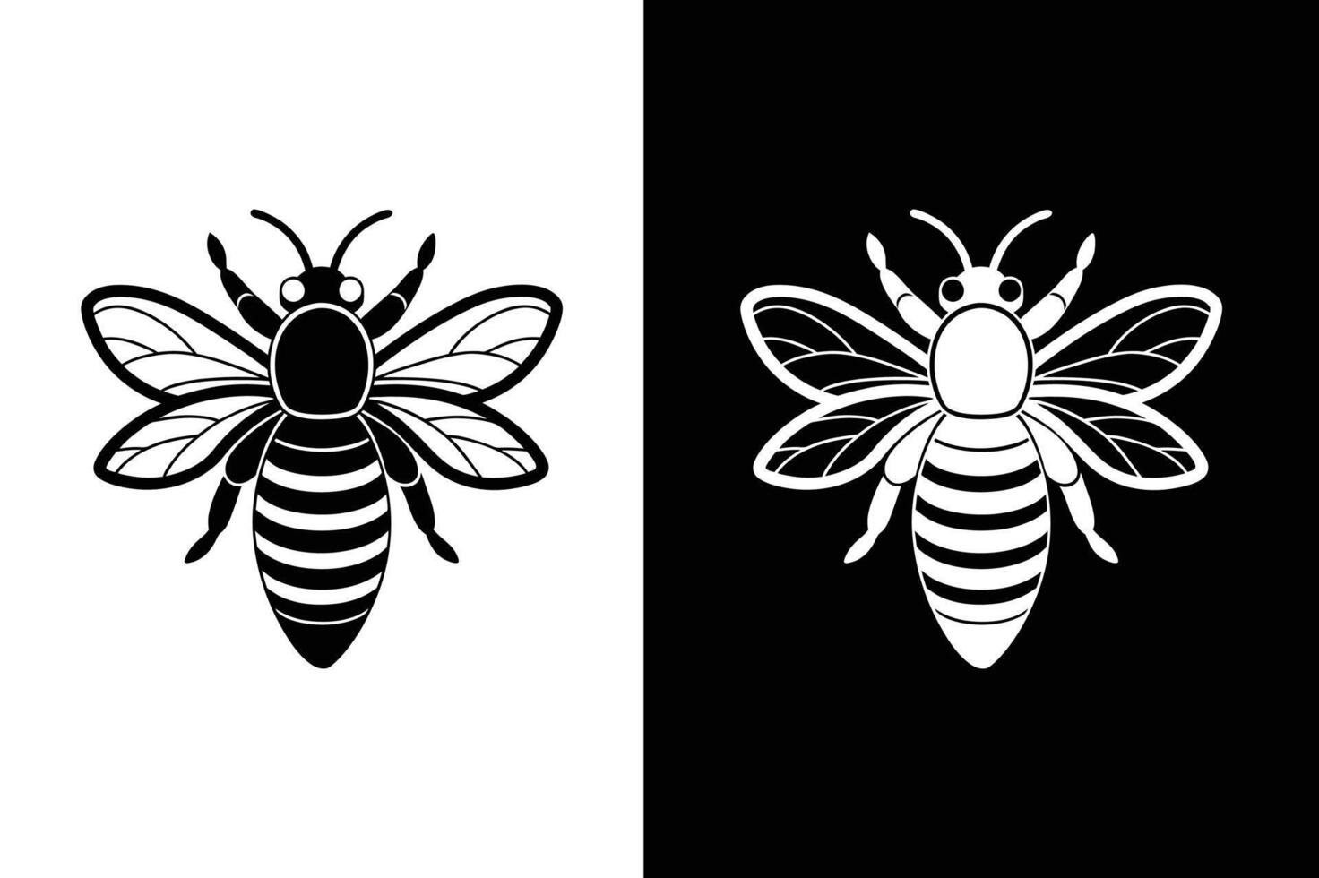 Bee Icon Silhouette. Clean Black and White Illustration vector