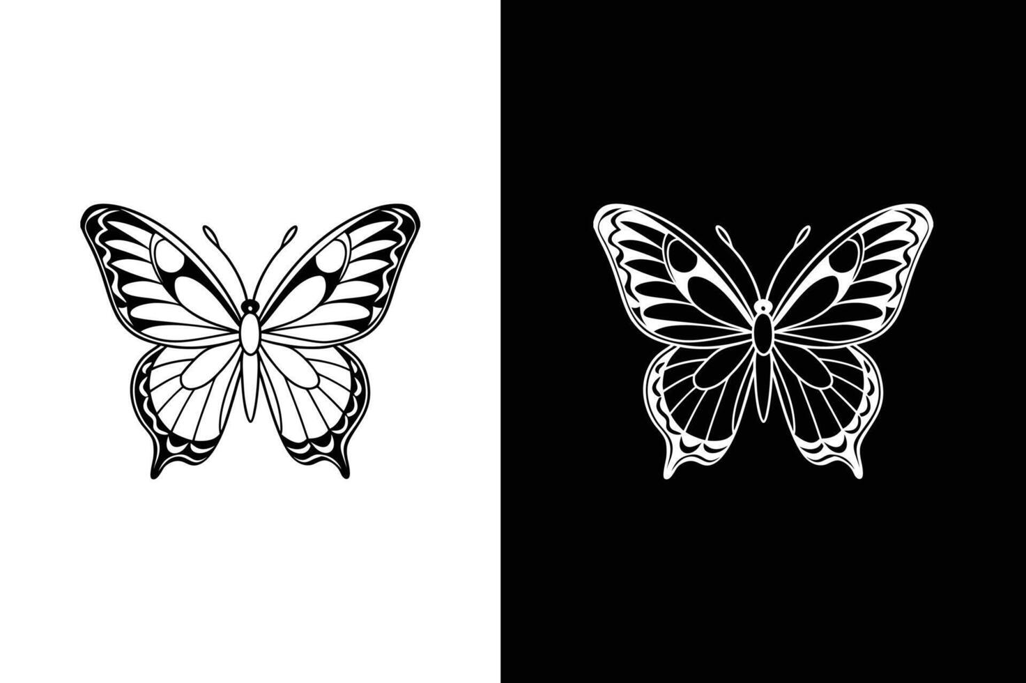 Butterfly icon . Thin line butterfly outline icon black white background vector