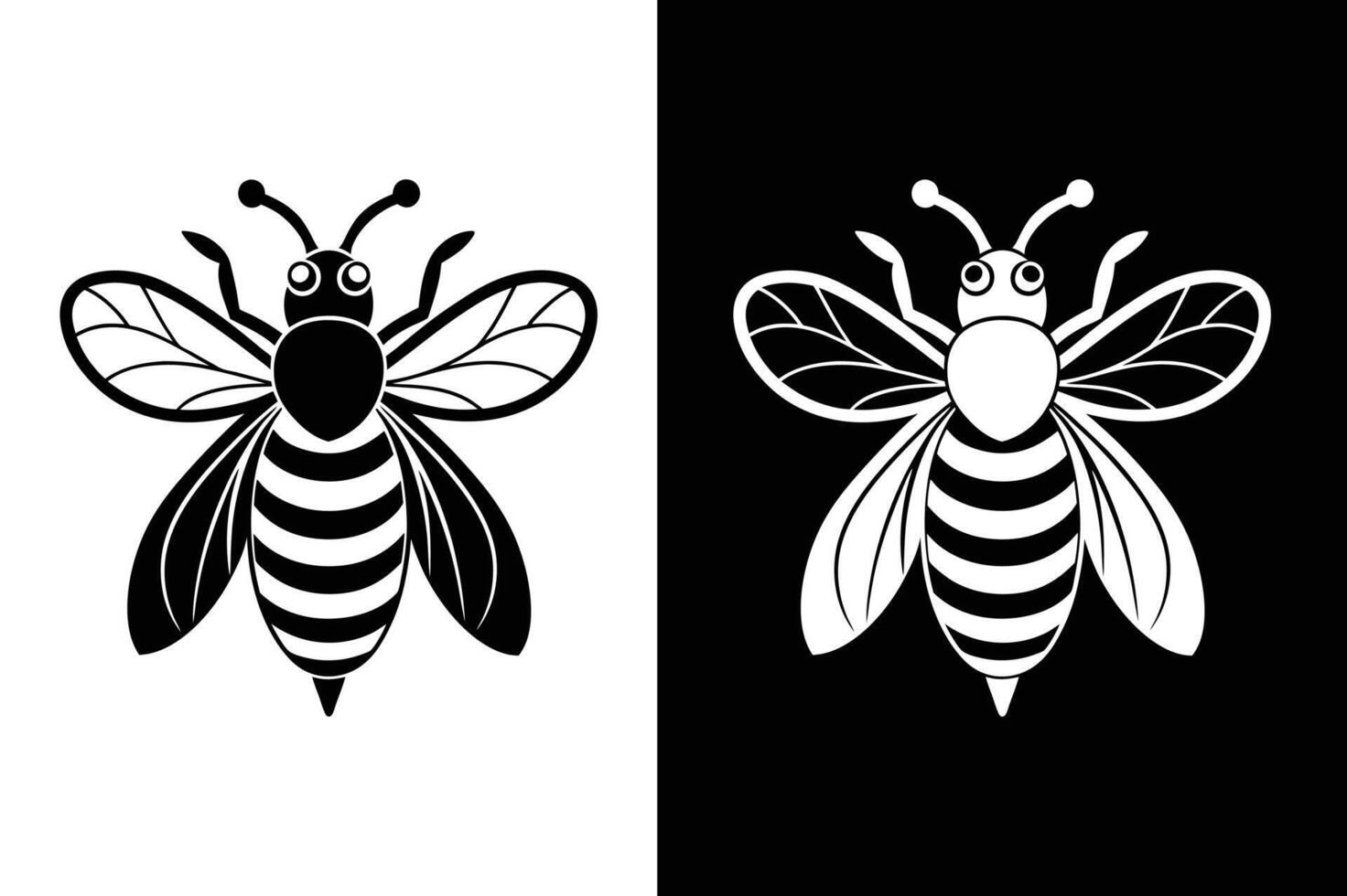 Bee black icon silhouette illustration. Honey bee icon black vector