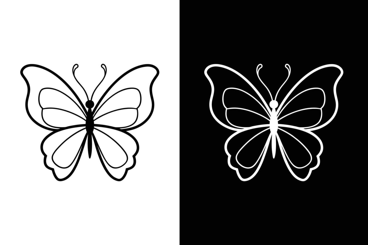 Butterfly line illustration. Butterfly icon isolated on white black background vector