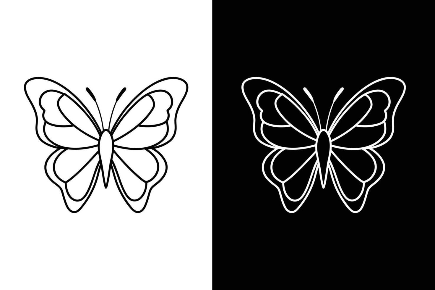 Butterfly line icon illustration. Butterfly icon isolated on white black background. vector