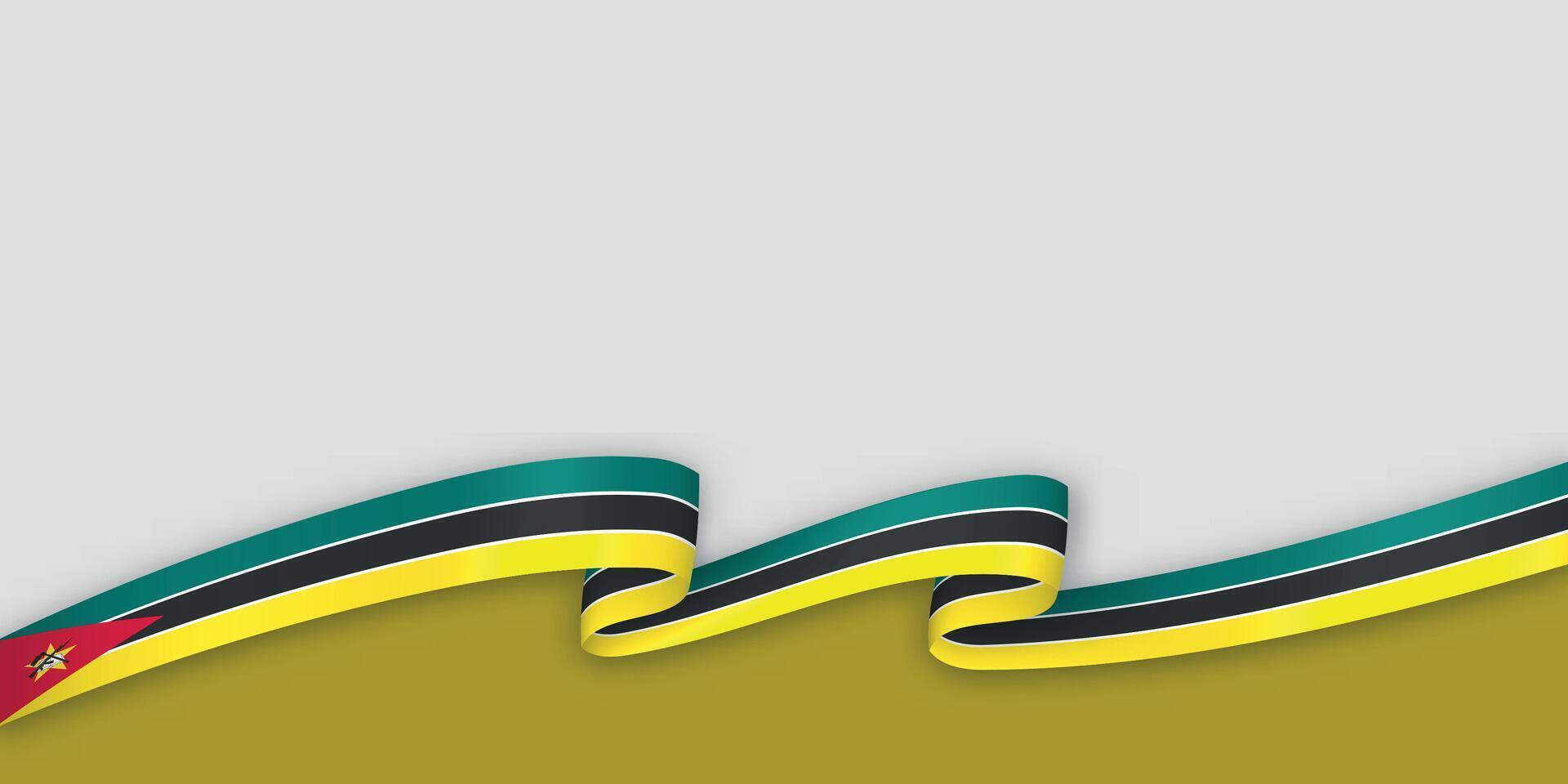 3d ribbon with national flag Mozambique isolated on white background vector