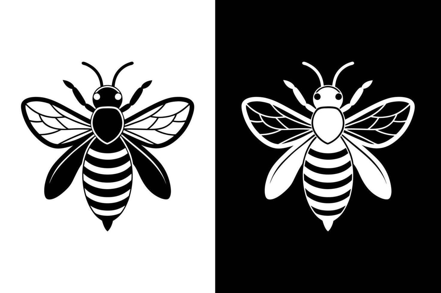 Bee black icon silhouette illustration. Honey bee icon black white background. vector