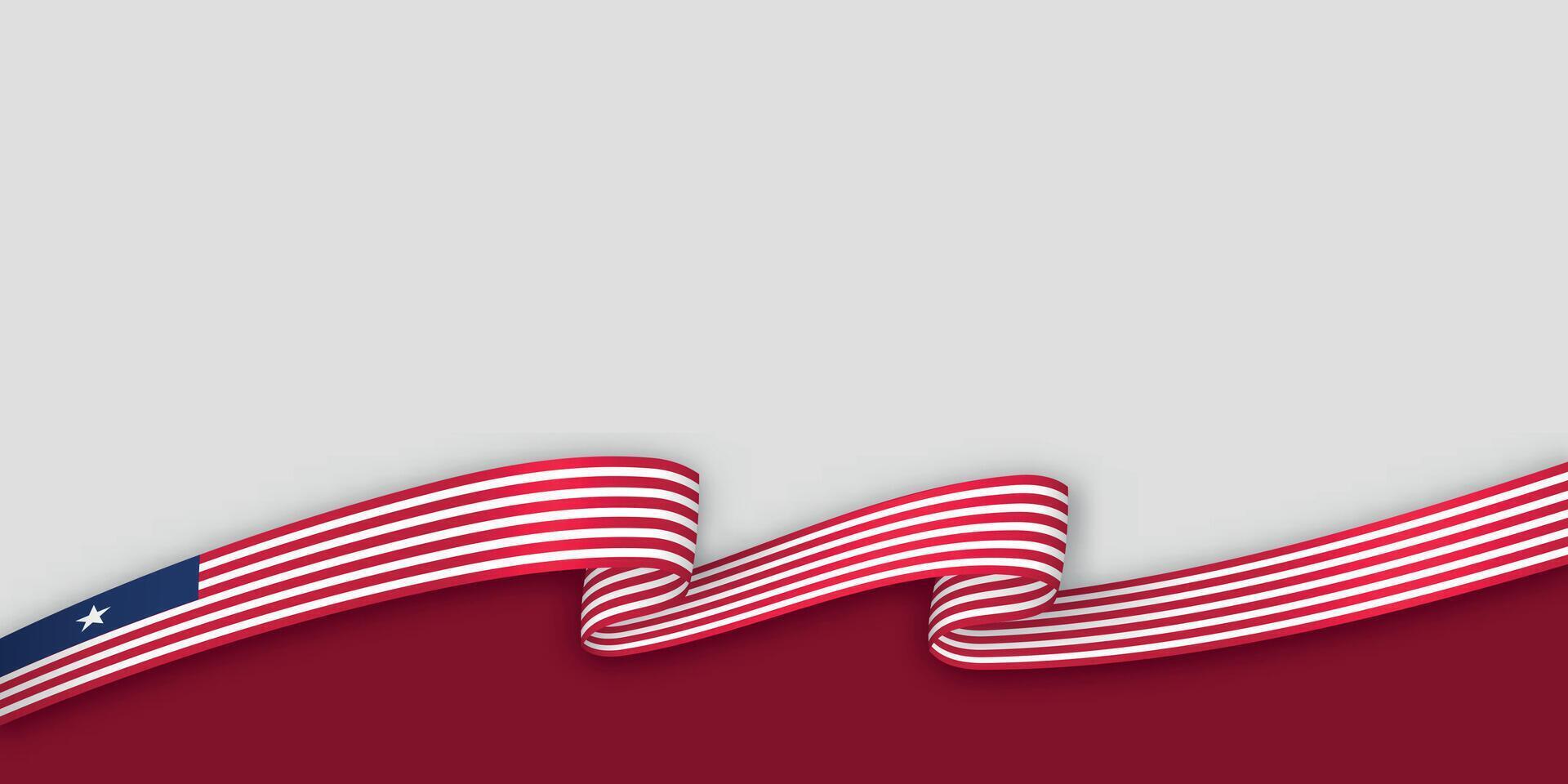 3d ribbon with national flag Liberia isolated on white background vector