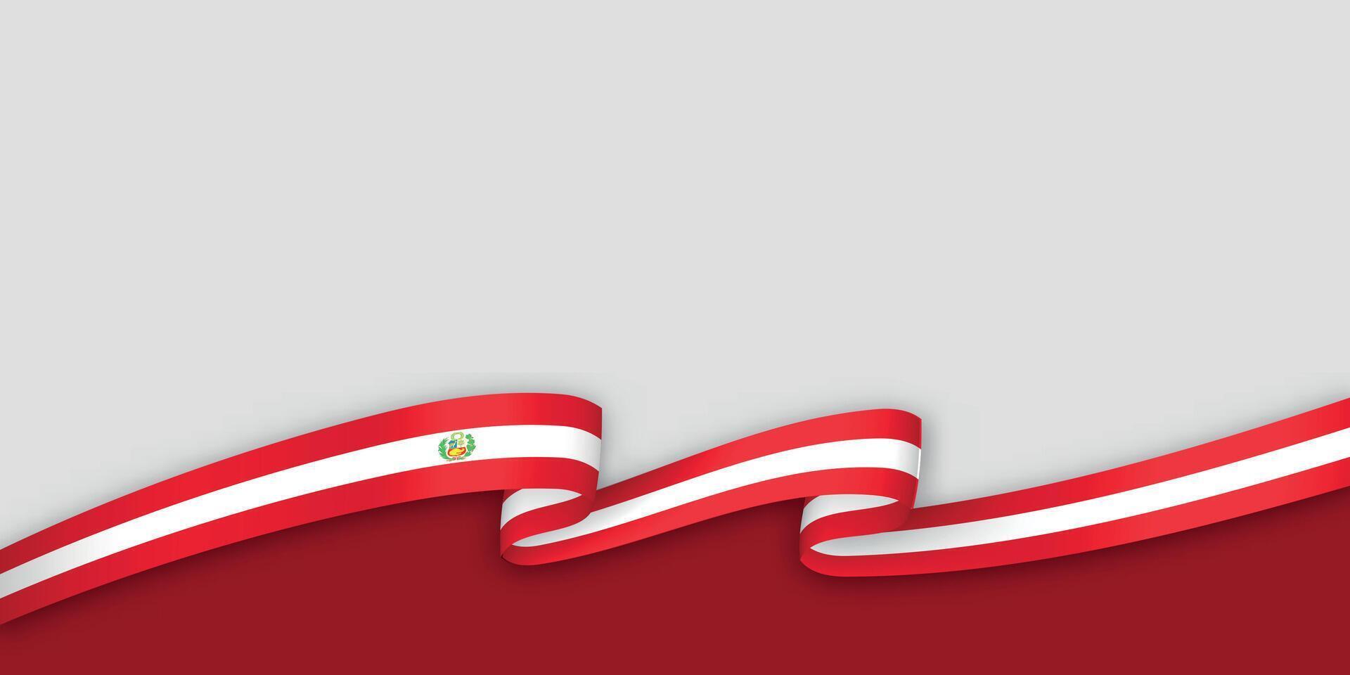 3d ribbon with national flag Peru isolated on white background vector