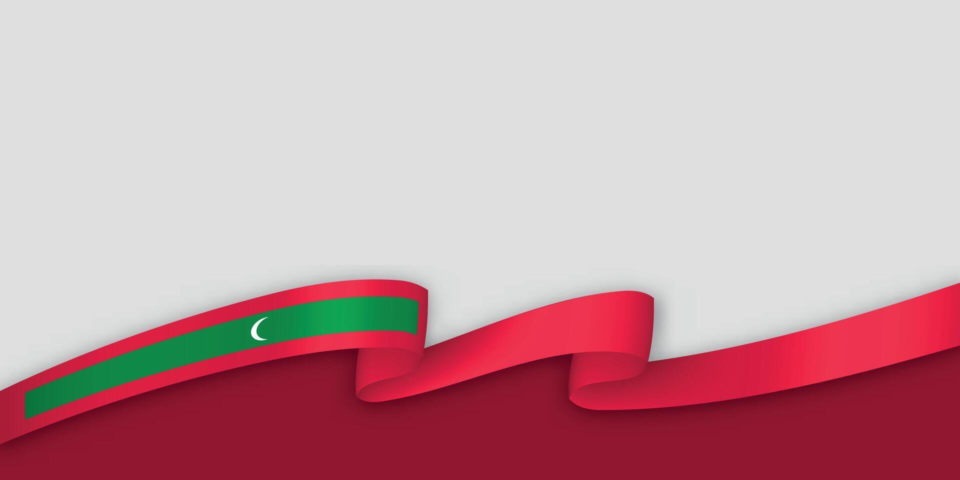 3d ribbon with national flag Maldives isolated on white background vector