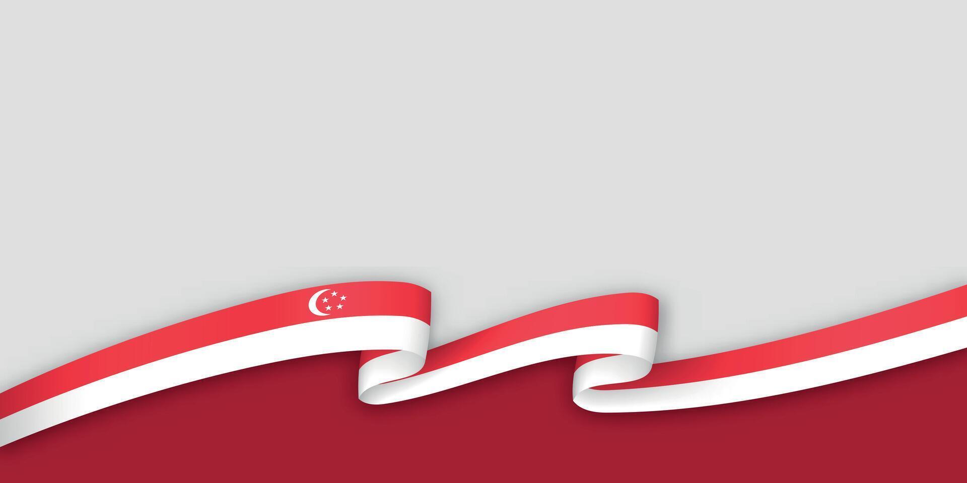 3d ribbon with national flag Singapore isolated on white background vector