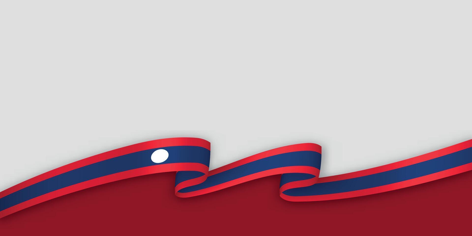 3d ribbon with national flag Laos isolated on white background vector