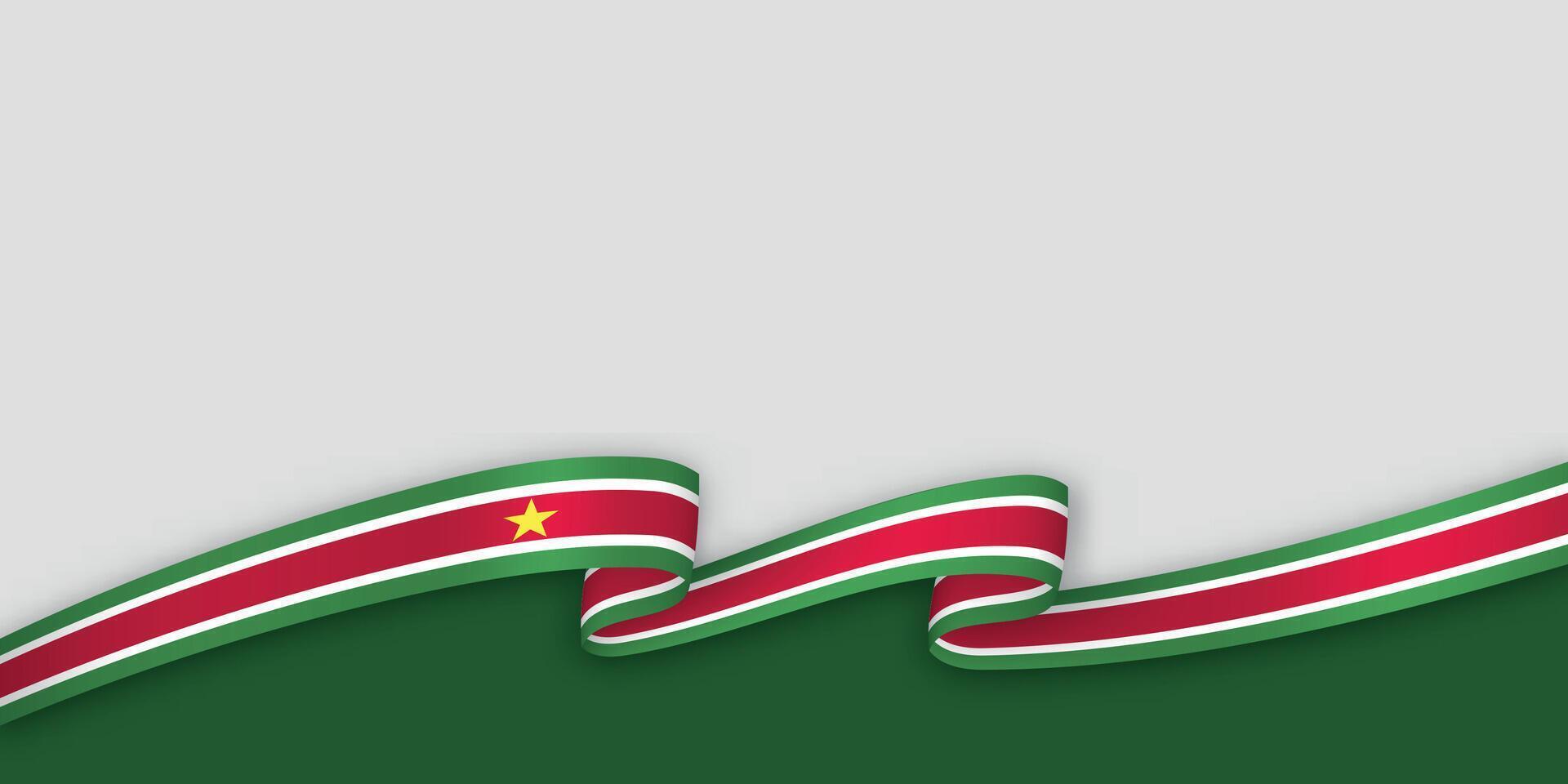 3d ribbon with national flag Suriname isolated on white background vector
