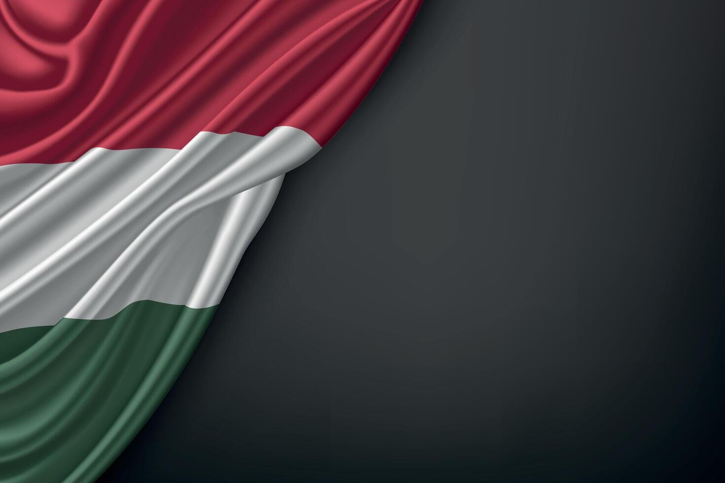 Waving Hungary Flag on Dark Background vector