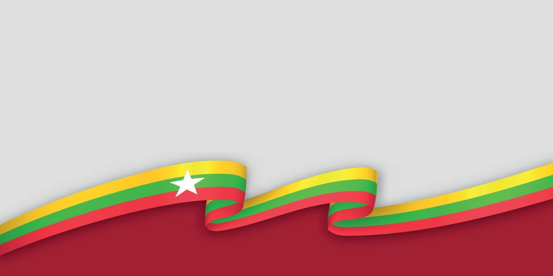 3d ribbon with national flag Myanmar isolated on white background vector
