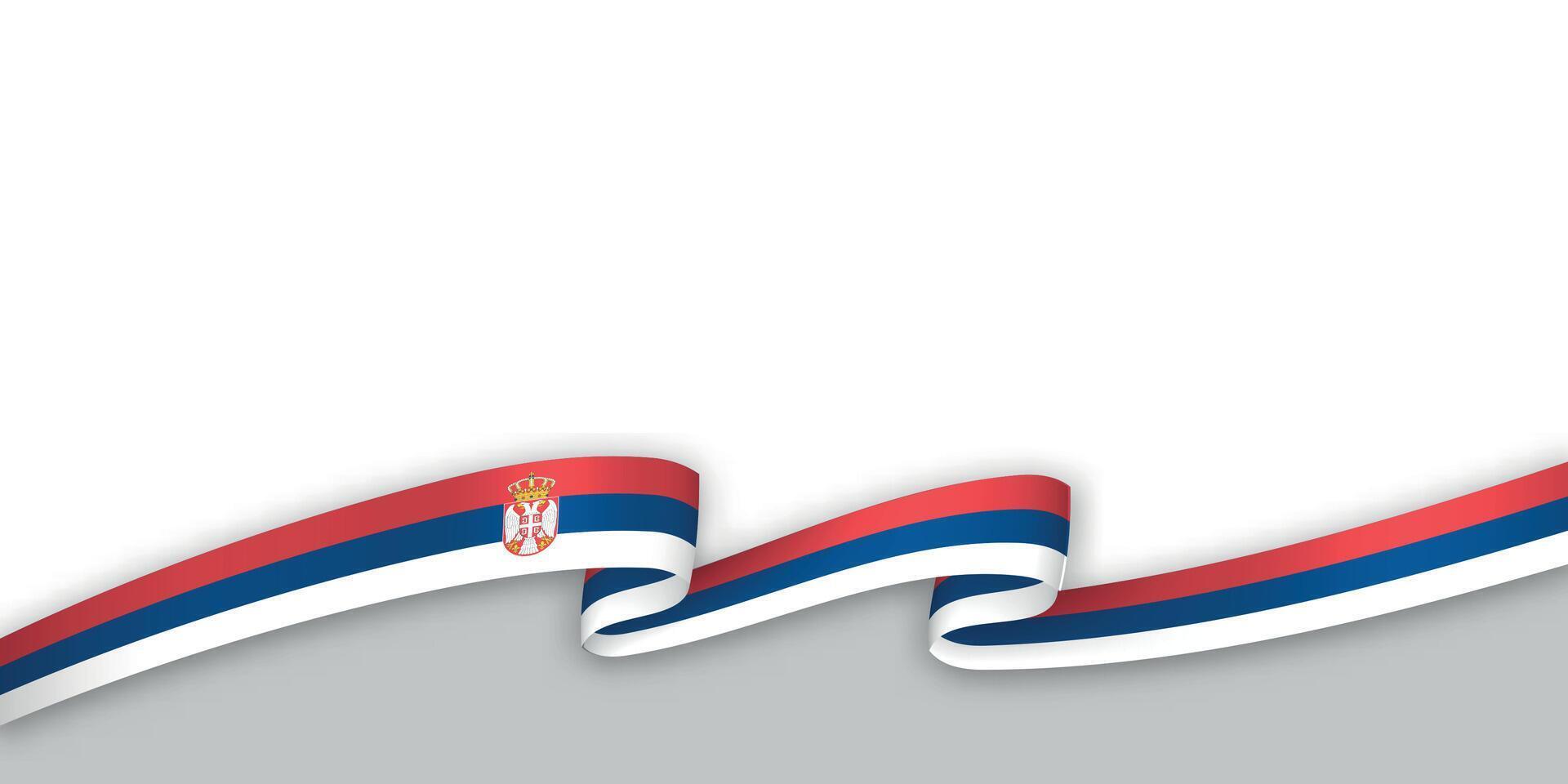 3d ribbon with national flag Serbia isolated on white background vector