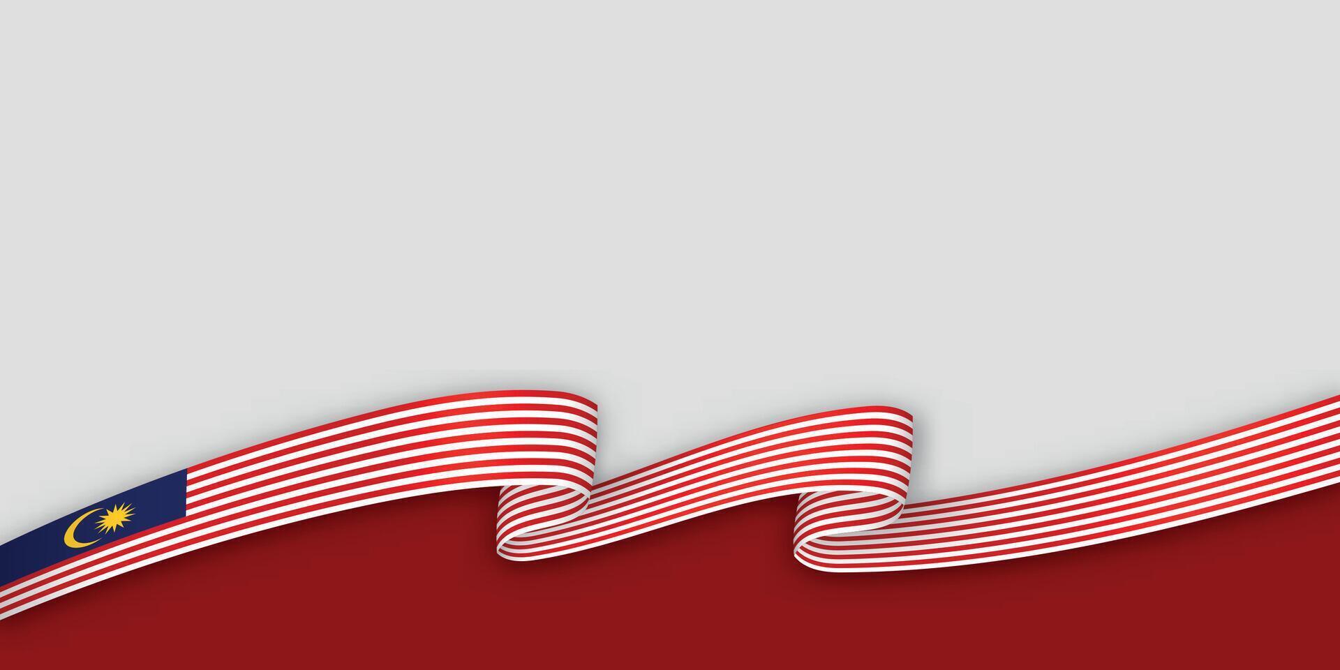 3d ribbon with national flag Malaysia isolated on white background vector