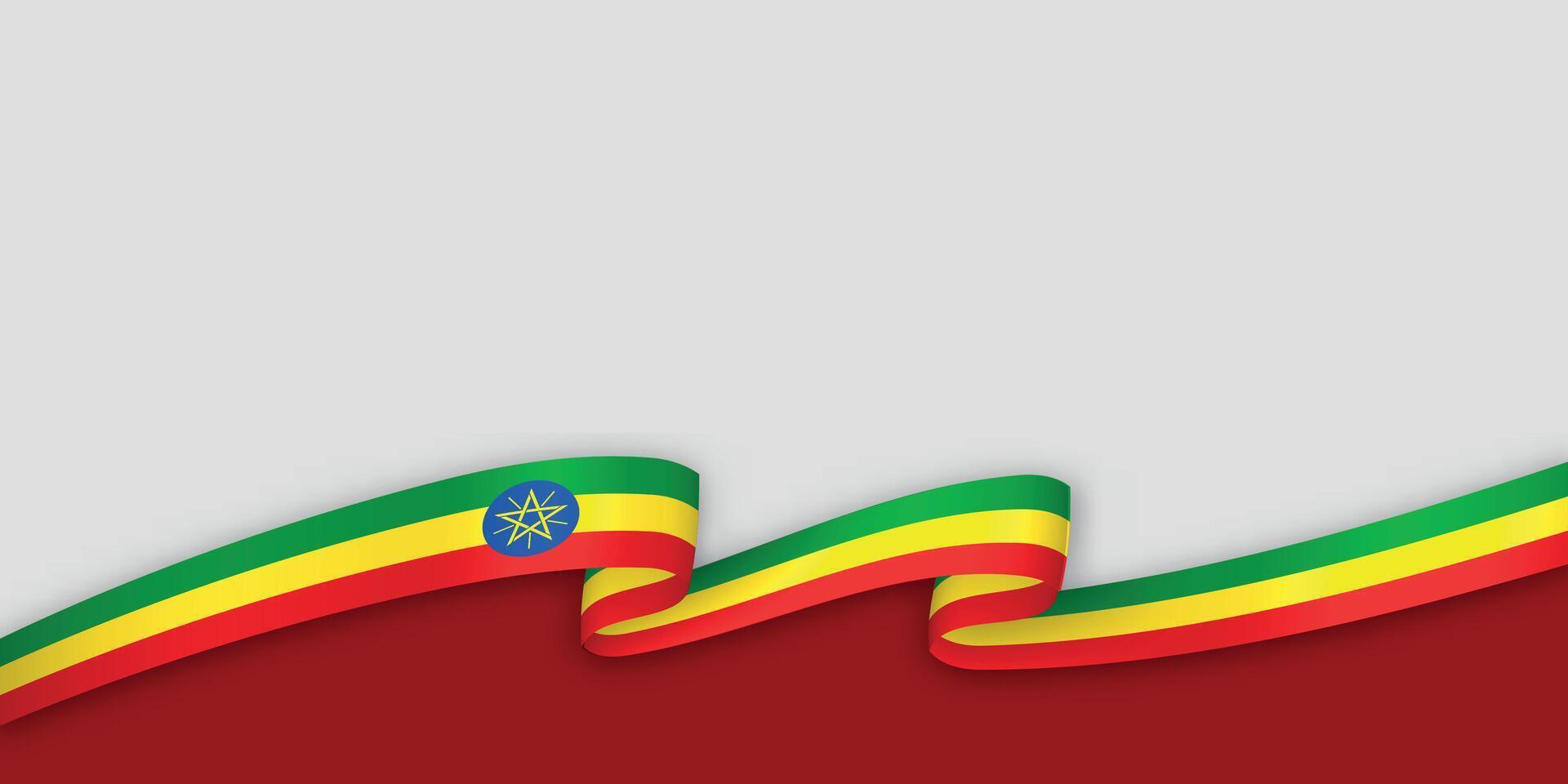 3d ribbon with national flag Ethiopia isolated on white background vector