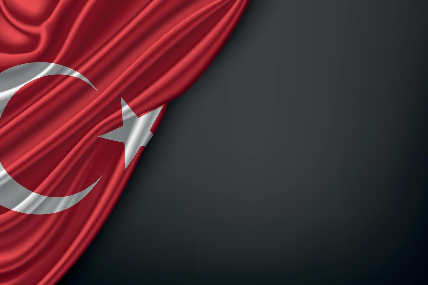 Waving Turkey Flag on Dark Background vector