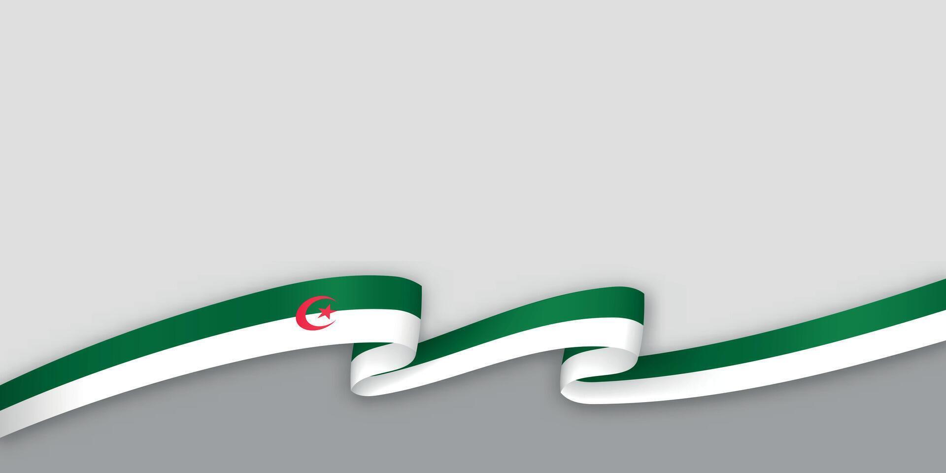 3d ribbon with national flag Algeria isolated on white background vector