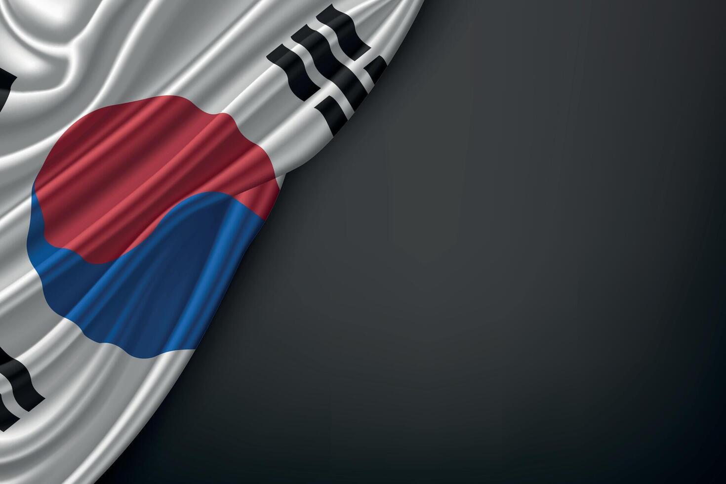 Waving South Korea Flag on Dark Background vector