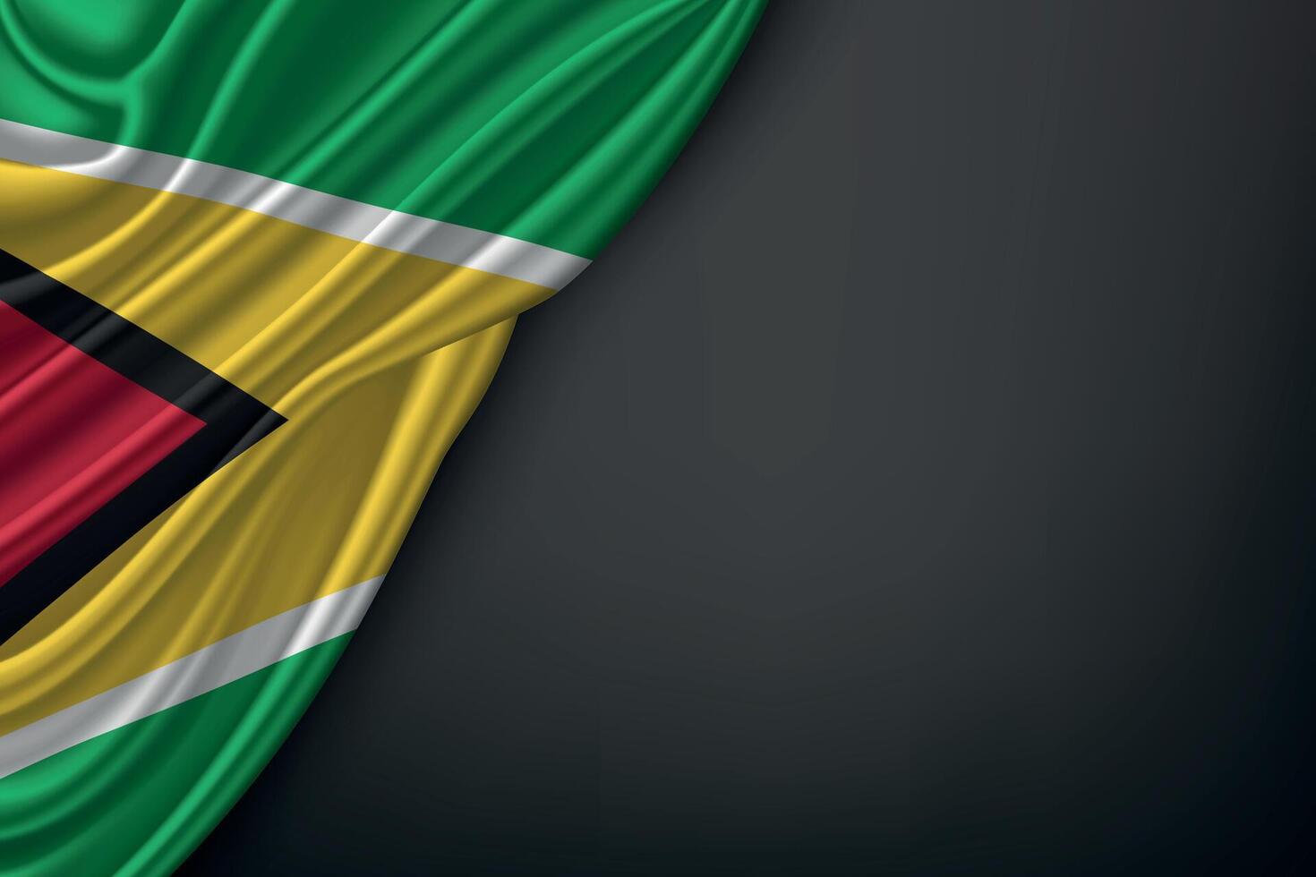 Waving Guyana Flag on Dark Background vector
