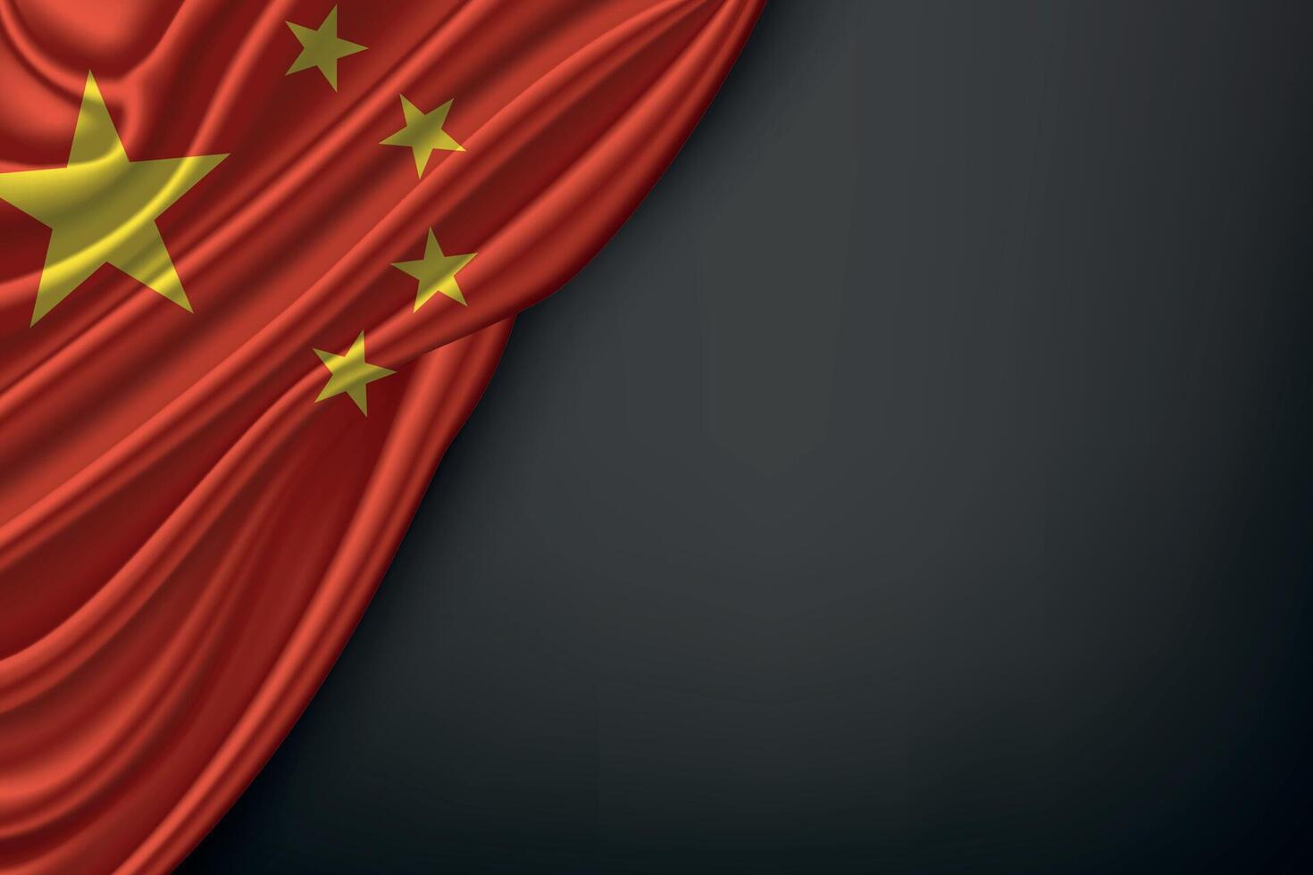 Waving China Flag on Dark Background vector