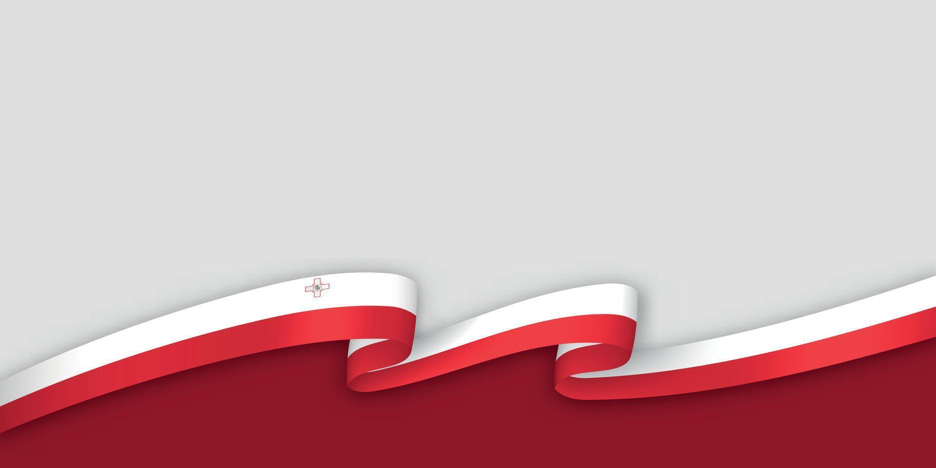 3d ribbon with national flag Malta isolated on white background vector