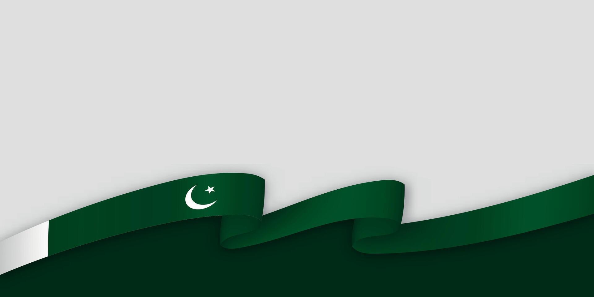 3d ribbon with national flag Pakistan isolated on white background vector