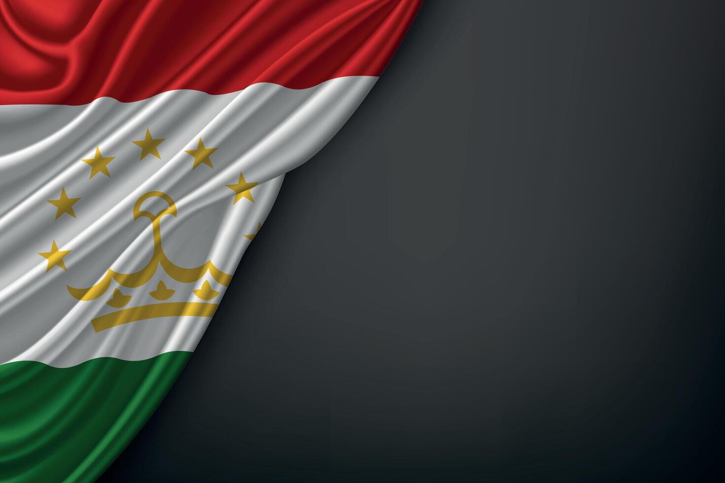 Waving Tajikistan Flag on Dark Background vector