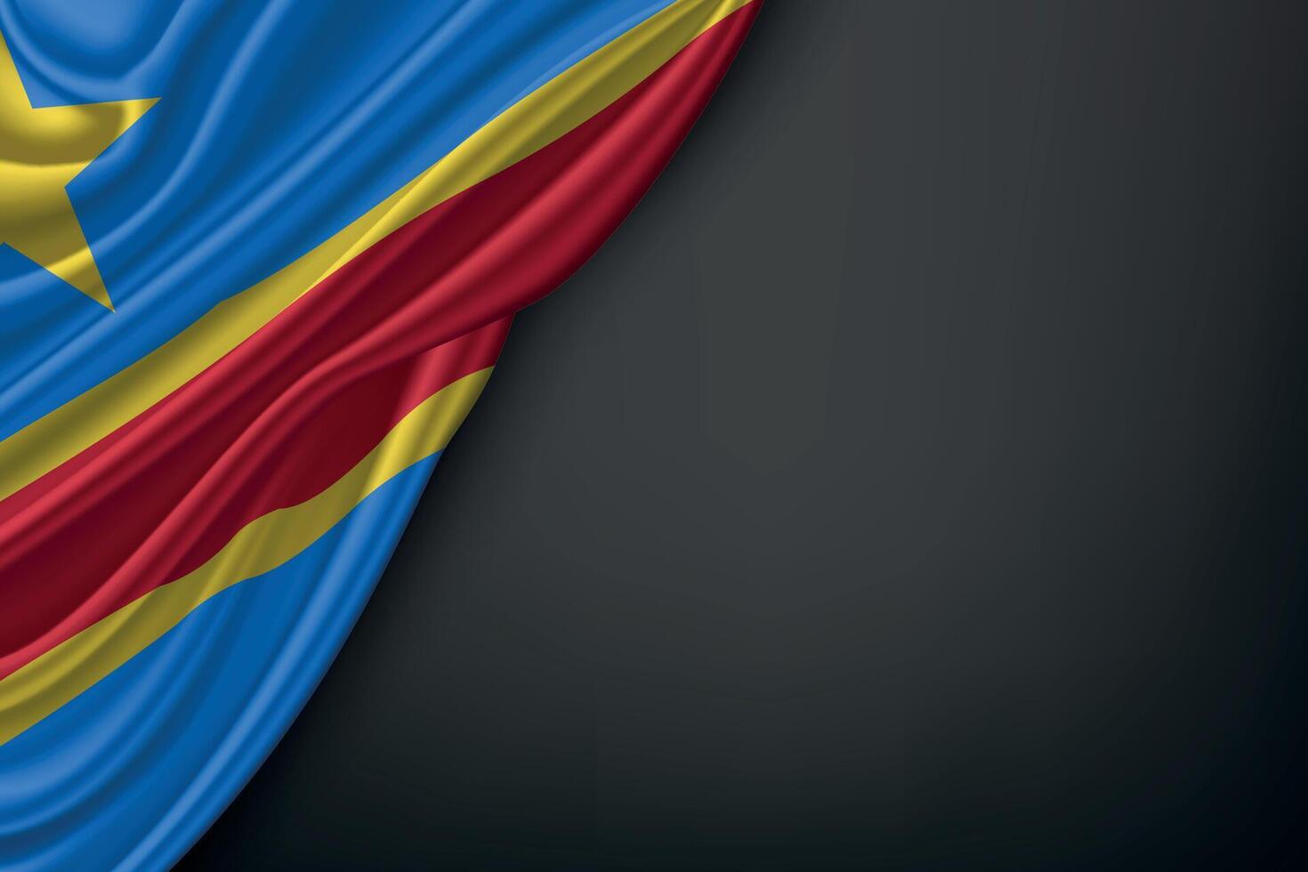 Waving DR Congo Flag on Dark Background vector