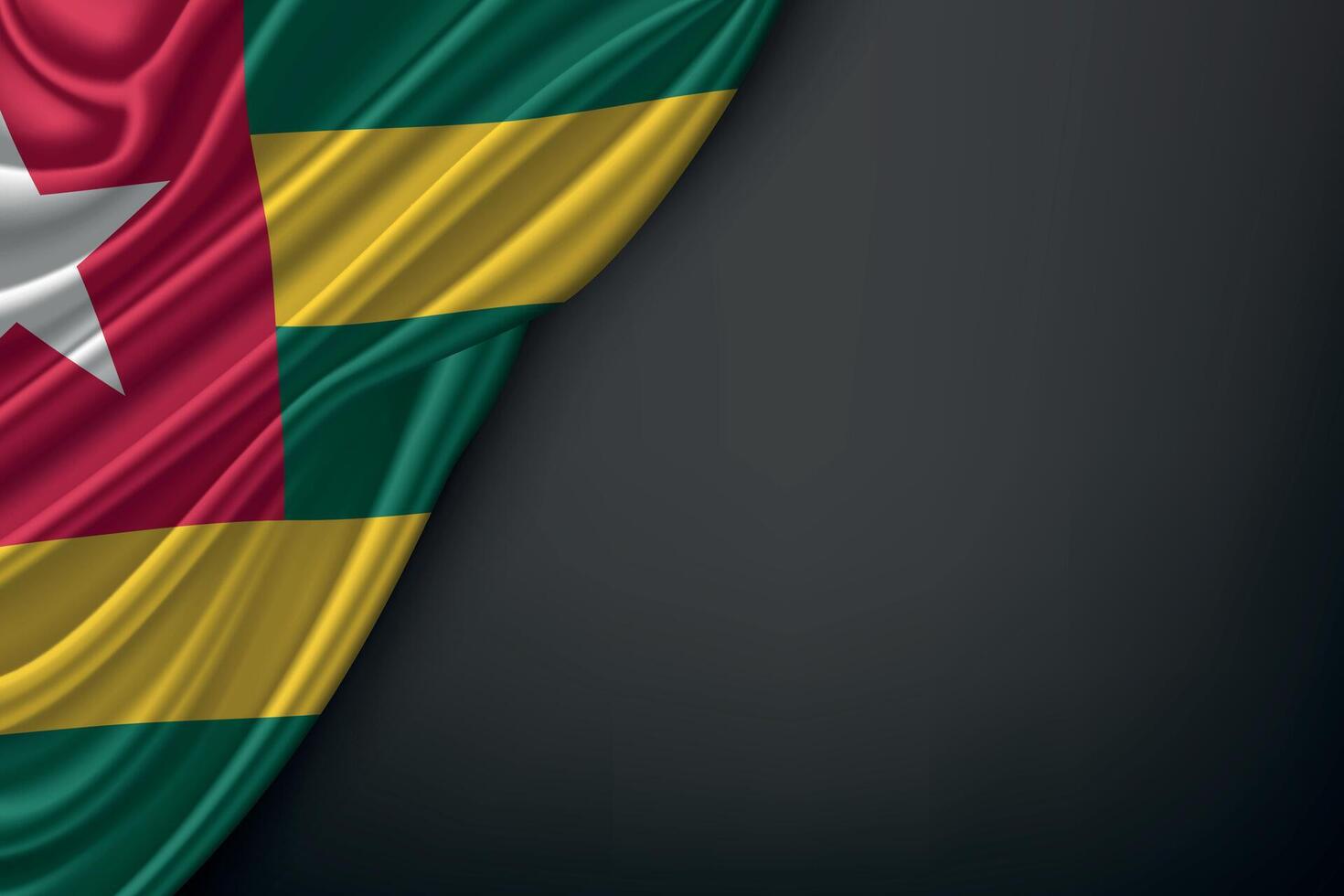 Waving Togo Flag on Dark Background vector
