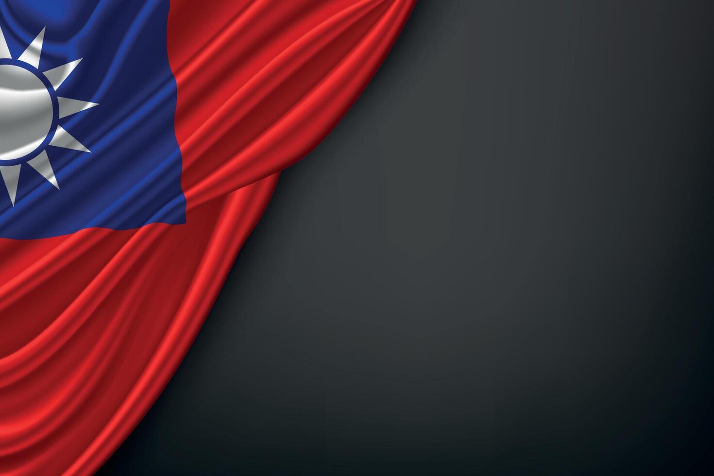 Waving Taiwan Flag on Dark Background vector