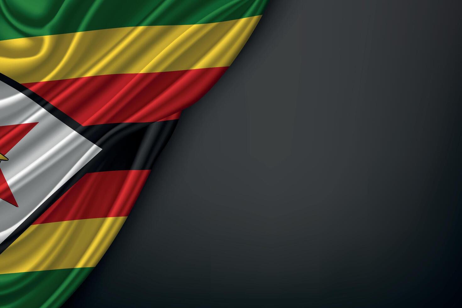 Waving Zimbabwe Flag on Dark Background vector