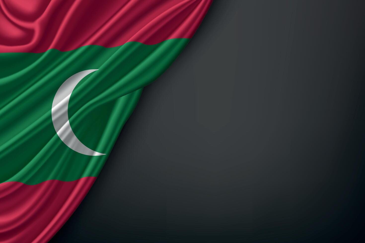 Waving Maldives Flag on Dark Background vector