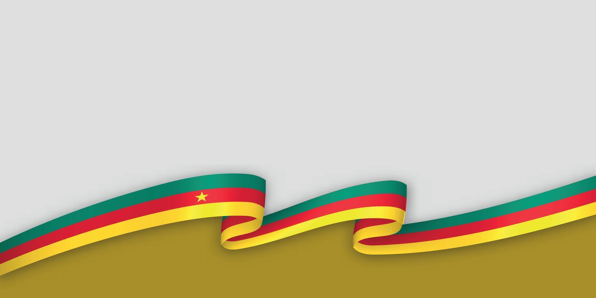 3d ribbon with national flag Cameroon isolated on white background vector