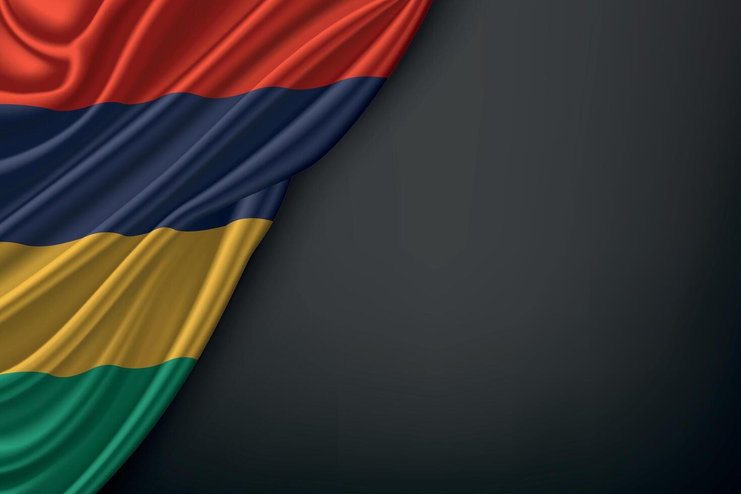 Waving Mauritius Flag on Dark Background vector