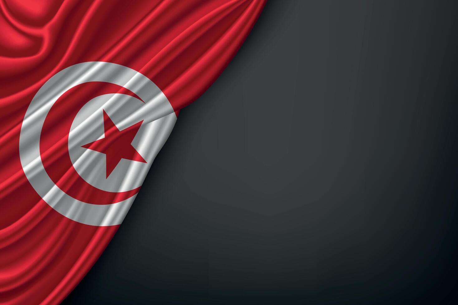 Waving Tunisia Flag on Dark Background vector